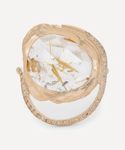 Pascale Monvoisin Gold Ga'a Diamond And Rutilated Quartz Ring