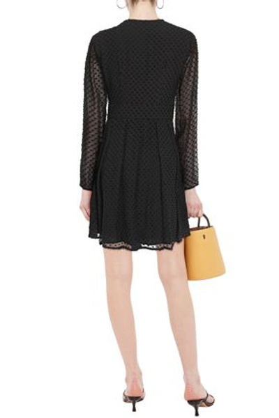 Equipment Pleated Fil Coupé Silk-blend Mini Dress In Black