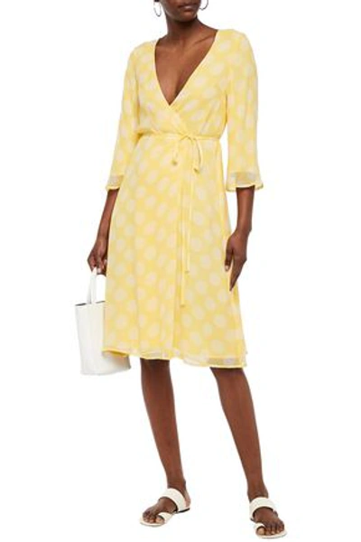 American Vintage Iristate Floral-print Georgette Wrap Dress In Yellow