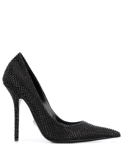 Versace Studded Stiletto Pumps In Black