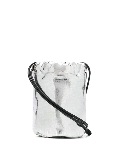 Mm6 Maison Margiela Metallic Bucket Bag In Silver