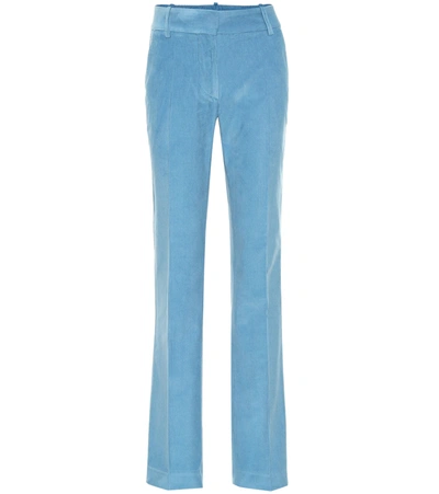 Victoria Beckham High Waist Straight Leg Corduroy Pants In Blue