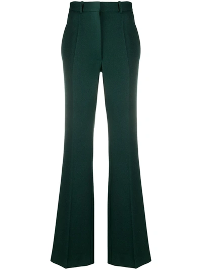 Victoria Beckham Wool-gabardine Straight-leg Pants In Emerald