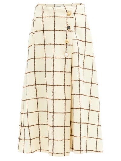 Wales Bonner London Checked Wool Wrap Skirt In Plaid