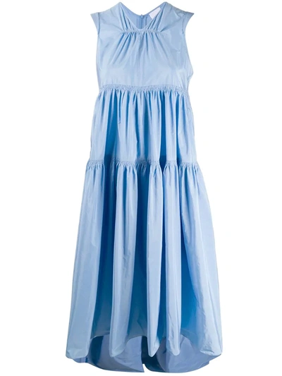 Patou Faille Flounced Midi Dress In Blue