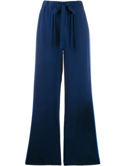 Diane Von Furstenberg Ellington Striped Silk Crepe De Chine Wide-leg Trousers In Blue