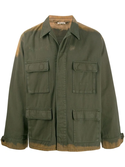Marni Bleached Bull Denim Jacket In Military Green