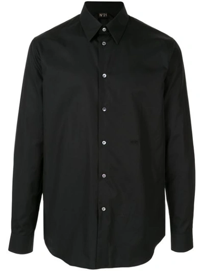 N°21 Pointed-collar Long-sleeved Shirt In Black