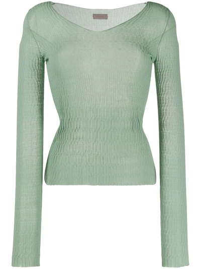 Mrz Textured Knit Jumper In Green