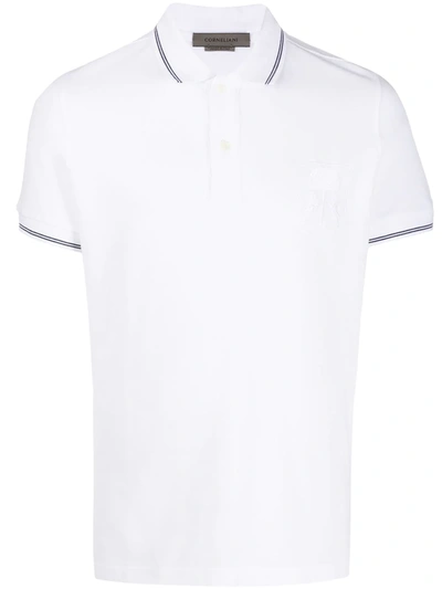 Corneliani Embroidered Logo Polo Shirt In White