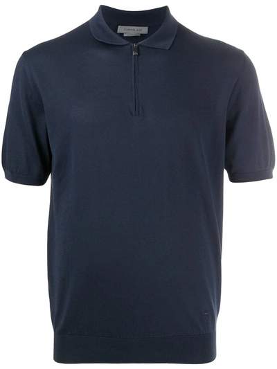 Corneliani Zip-up Polo Shirt In Blue
