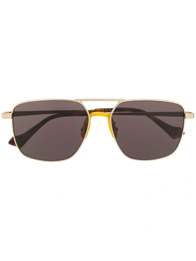 Gucci Gg0743s Aviator-frame Sunglasses In Braun