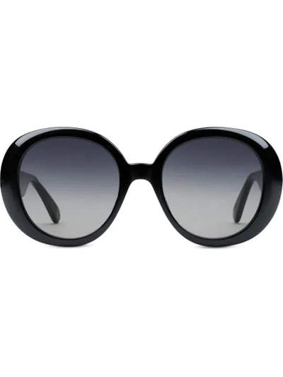 Gucci Double G Web Round Frame Sunglasses In Black