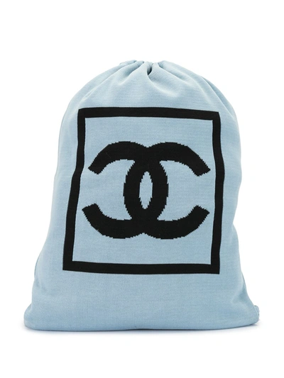Pre-owned Chanel 2003 Sport Line Drawstring Backpack In Blue