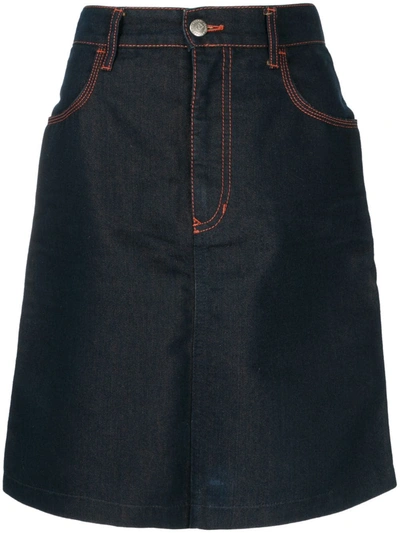 Pre-owned Fendi 1990s Stitch Details Denim Skirt In Blue