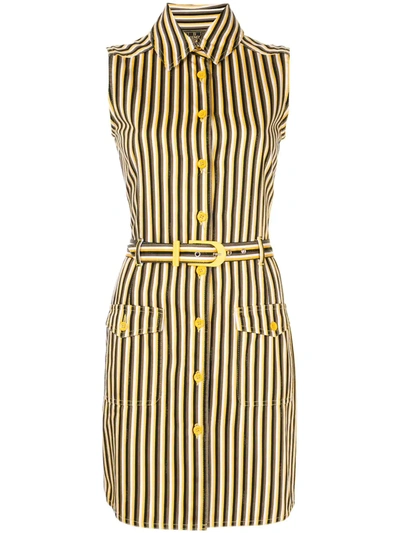 Pre-owned Fendi Striped Sleeveless Shirt Dress In Multicolour