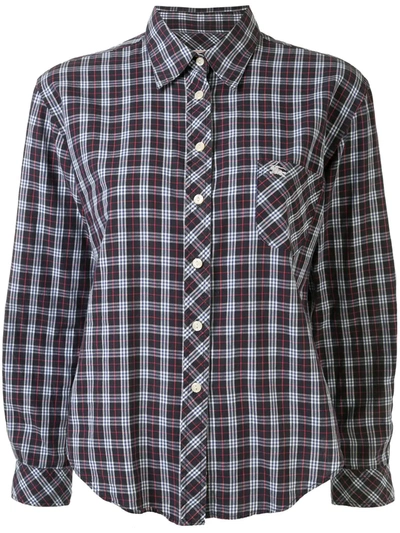 Pre-owned Burberry Checked Slim-fit Shirt In Blue