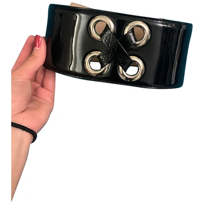 Pre-owned Alexander Mcqueen Patent Leather Belt In Black