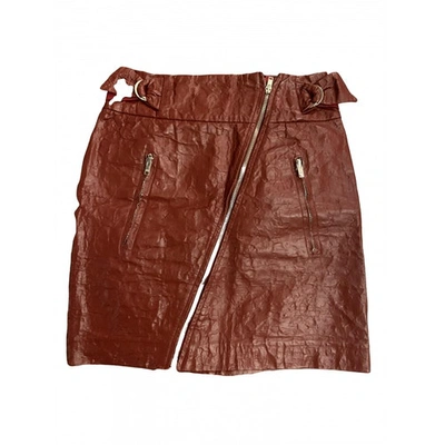 Pre-owned Isabel Marant Leather Mini Skirt In Burgundy