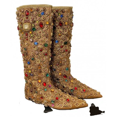 Pre-owned Dolce & Gabbana Leather Boots In Gold