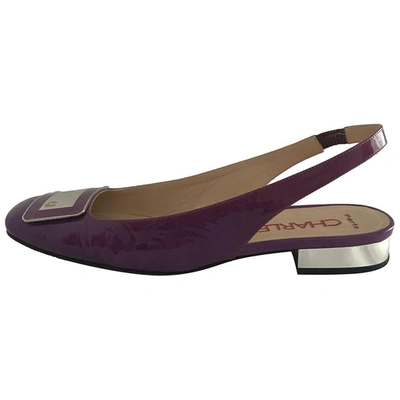 Pre-owned Charles Jourdan Patent Leather Flats In Purple
