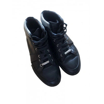 Pre-owned Dior B18 Leather High Trainers In Black