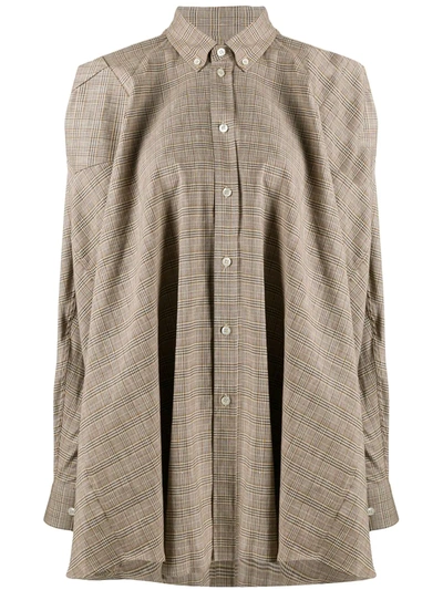 Y/project Asymmetrical Checkered Shirt In Neutrals