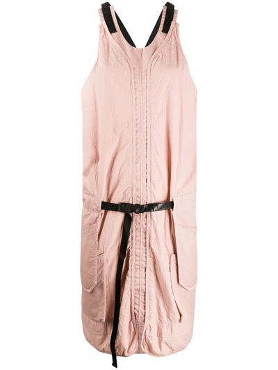 Aries Crinkled Effect Cross Back Dress In Pink