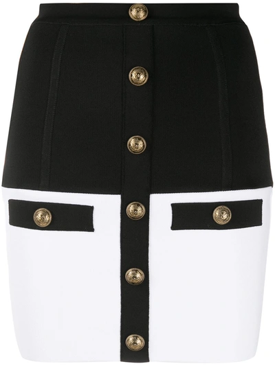 Balmain Two-tone Button Detailed Skirt In Multi