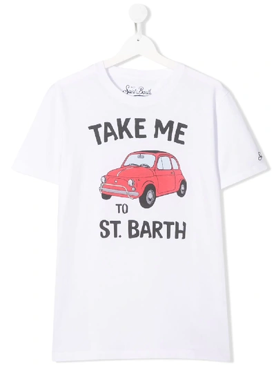 Mc2 Saint Barth Kids' Fiat© 500 Print T-shirt In White