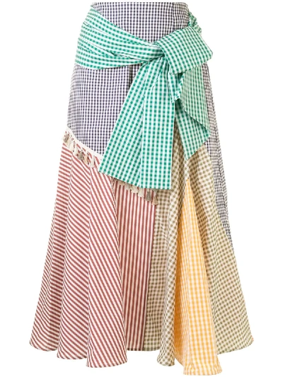 Silvia Tcherassi Maestranza Asymmetric Cotton Skirt In Multicolour