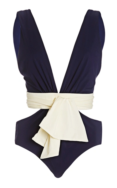 Johanna Ortiz Navy Provenance Tie-waist Swimsuit In Cosmic Navy