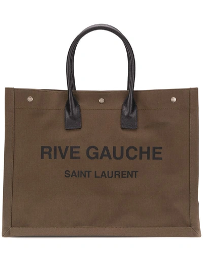 Saint Laurent Khaki 'rive Gauche' Noé Tote In Green