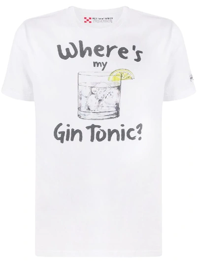 Mc2 Saint Barth T-shirt Mit "gin Tonic"-print In White