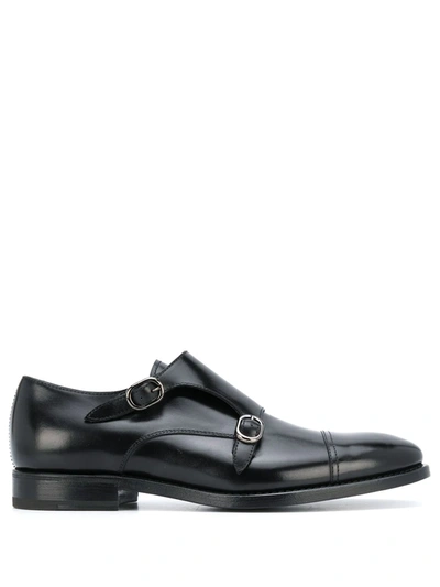 Henderson Baracco Formal Monk Strap Shoes In Black