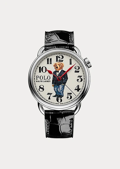 Ralph Lauren 42 Mm Tuxedo Polo Bear Watch In White
