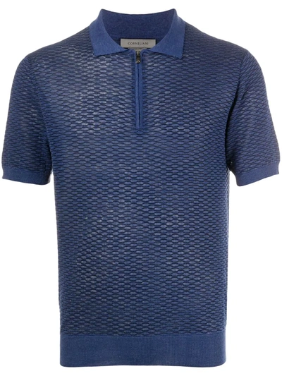 Corneliani Lace Cable Polo Shirt In Blue