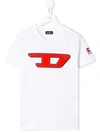 Diesel Kids' Logo Patch Cotton Jersey T-shirt In White