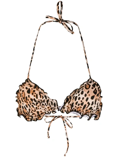 Mc2 Saint Barth Sagittarius Leopard Print Bikini Top In Neutrals