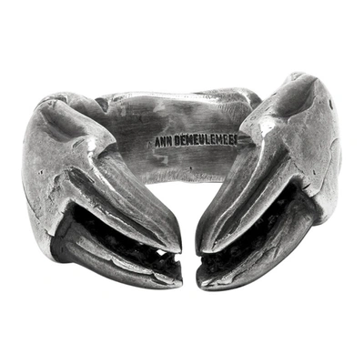 Ann Demeulemeester Silver Crab Claw Ring In 005 Silver