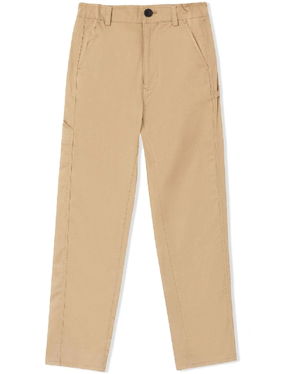 Burberry Teen Logo Detail Twill Trousers In Neutrals