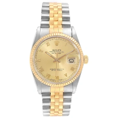 Rolex Datejust 36 Steel Yellow Gold Vintage Mens Watch 16013 Box Papers In Not Applicable