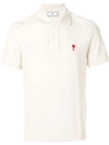 Ami Alexandre Mattiussi Short Sleeve Polo Shirt With Red Ami De Coeur Patch In Beige