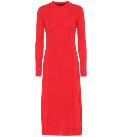 Proenza Schouler Silk & Cashmere Rib-knit Midi Dress In Red