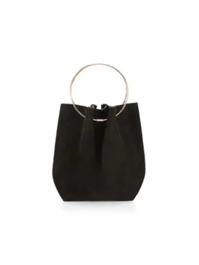 The Row Suede Leather Bag 'flat Micro Circle' With Rings Black