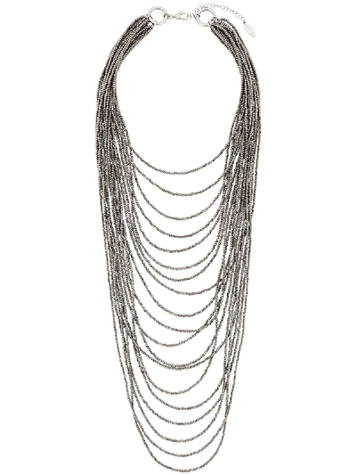 Brunello Cucinelli Necklace Made Of Silver And Hematite In Metallic