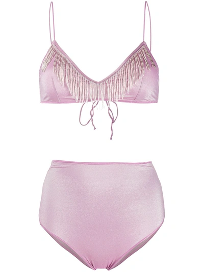 Oseree Bead-embellished Bikini Set In Pink