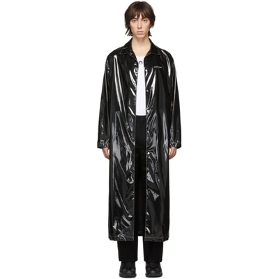 Marine Serre 'marée Noire' Vinyl-trenchcoat In Black