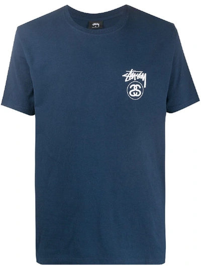 Stussy Navy 'stock Line' T-shirts In Blue