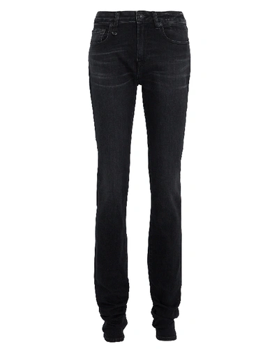 R13 Alison Slim Jeans W/zip On Back In Black